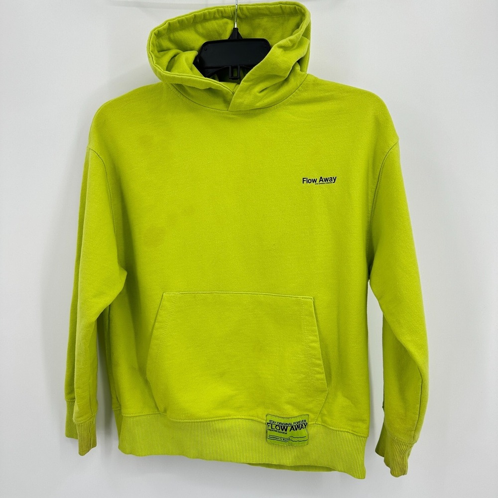 Zara Sweatshirt Kids Size 10 Neon Green Flow Away Hoodie School Indie NYC Cool
